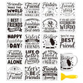 Peacoblue 18 Sheets Rub on Transfers for Crafts, Best Friends Quotes 3.6"x3.9" UV DTF Cup Wraps Waterproof Cold Transfers Stickers for Wood Glass Metal Cup Tumblers Mirrors Mugs Home Decor - style: Best Friends Quotes