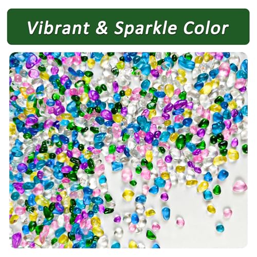 BXI 2.2 Lbs Small Aquarium Substrate Gravel Sand, Polished Smooth Fish Tank Gravel, Colorfast Uncoated Vibrant Blue Sea Glass, Decorative Stones for Vase Fillers, Fairy Garden, Potted Plants - color: Multicolored Glass Sand, size: 2.2 lbs, 0.24''-0.40''(M