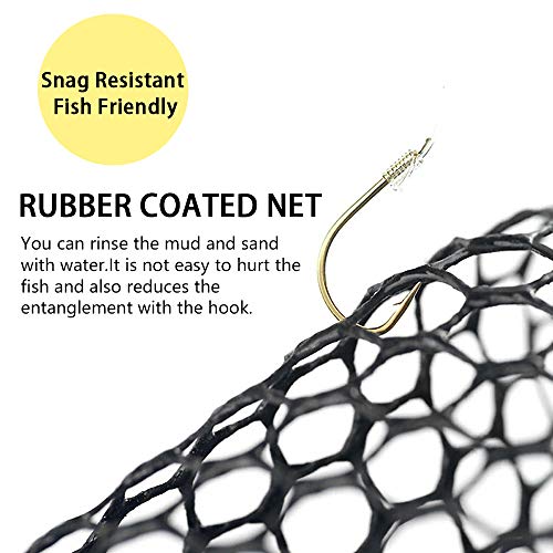 SAN LIKE Fishing Net Fish Landing Net Collapsible Fish Net with Anti-Slip Telescoping Rubber Pole Handle for Kids Adults in Saltwater Freshwater Multi-Size Extending to 37/42/43/51/69/71/89/98inch - color: Black Fiberglass pole,length 30.7" to 43.3"