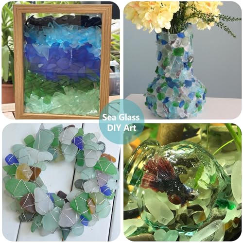 QYGL Sea Glass Block - 1LB Green Mixed Frosted Sea Glass - Vase Filler and Aquarium Ornament, DIY Craft Supplies for Art, Sea Glass Decor, Beach Weddings, and Home Decor - color: Green Mixed
