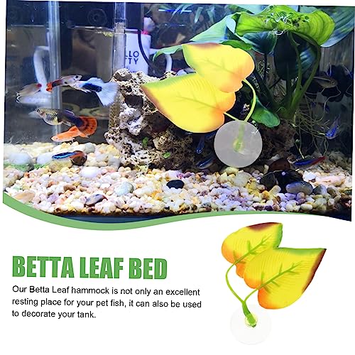Toddmomy Betta Fish Resting Leaf Hammock Oviposition Pad for Fish Tanks Easy to Install Cup Double Leaf Design