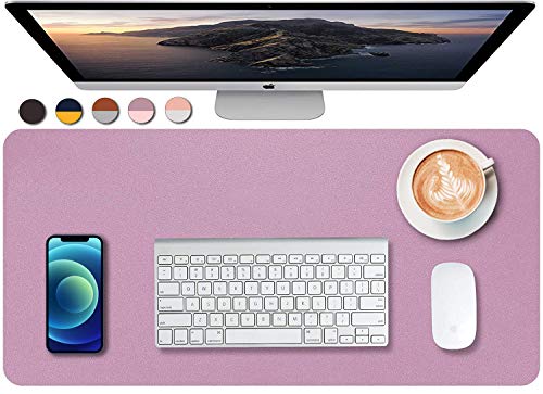 SUJAYU Dual Sided PU Leather Desk Pad, Mouse Pad, Office Desk Mat, Non-Slip Laptop Desk Pad, Waterproof Desk Writing Pad for Office and Home (23.6" x 11.8", Pink+Purple) - color: Pink+purple, size: 11.8" x 23.6"