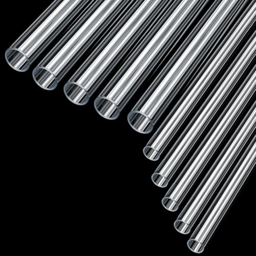 Clear Rigid Acrylic Pipe Tube 5PCS 1"(25mm) OD 2mm Wall TK & 5PCS 1/2"(12mm) OD x 1mm Wall TK 15.5" Length Round DIY High Impact PMMA Tubing for Lamps and Lanterns, Water Cooling System - size: 1/2 inch/1 inch