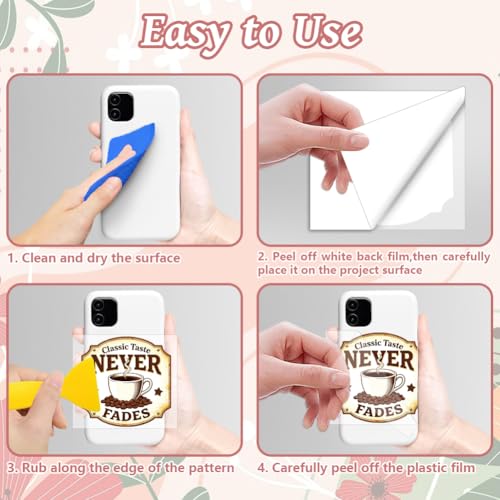 Peacoblue 18 Sheets Rub on Transfers for Crafts, Retro Coffee Labels 3.6"x3.9" UV DTF Cup Wraps Waterproof Cold Transfers Stickers for Wood Glass Metal Cup Tumblers Mirrors Mugs Home Decor - style: Retro Coffee Labels