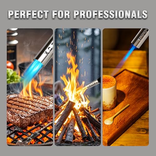 Propane Torch Head,Powerful 4-Flame Blow Torch Head Trigger Start Propane Torch with Igniter MAPP Gas Torch Kit Grill Gun on 1-lb Propane Tank Holder for Soldering Welding Brazing Cooking - style: Torch Only
