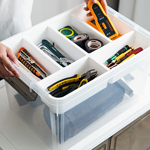Citylife 32 QT Plastic Storage Box with Removable Tray Craft Organizers and Storage Clear Storage Container for Organizing Bead, Tool, Sewing, Playdoh - size: 32 Qt- 1 Pack