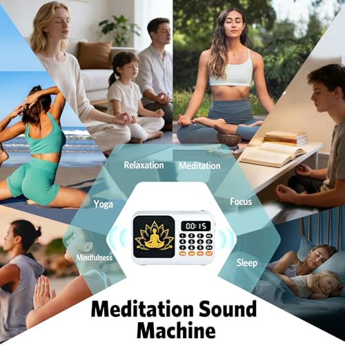 Tibetan Meditation Singing Bowl, Portable Electronic Audio Sound Machine with 27 Different Singing Bowl, Natural Soothing Sounds for Yoga, Meditation, Chakra Healing and Stress Relief(Green) - color: Green