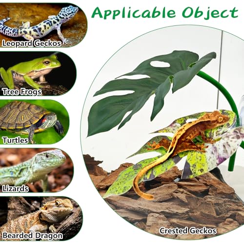 BNOSDM 6 Pcs Crested Gecko Tank Accessories Frog Habitat Platform with Suction Cups Amphibian Plastic Leaf Decoration Reptile Basking Resting Spot for Turtles Lizards (White)