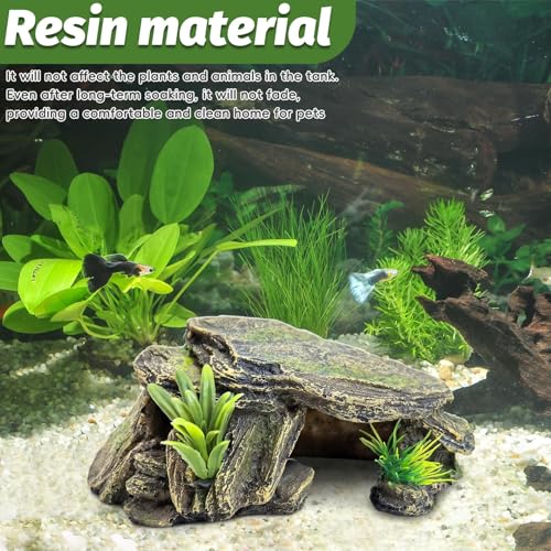 PINVNBY Small Fish Tank Decorations (Size: 5.5 x 2.9 x 2.9 inches), Resin Rock Aquarium Decorations Fish Cave or Reptile Hide to Rest Play Breed, Suitable for Small Betta Humid Gecko Tortoise - size: Small