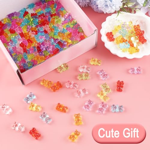 Tmtains Slime Charms Kawaii Resin Charms 3D Cute Nail Charm Mini Flatback Luminous Animal Charm Bulk Resin Jewelry Making Turtle Embellishments Supplies for Cell Phone Scrapbooking DIY Crafts - color: Df Gummy Bear Charms