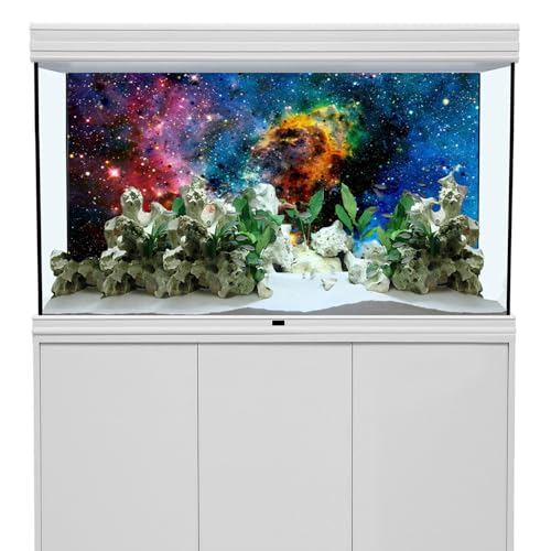 AWERT 48x24 inches Galaxy Aquarium Background Cloud Stars and Colorful Cosmic Universe Fish Tank Background Mystery Space Terrarium Background - size: 48x24in/120x60cm