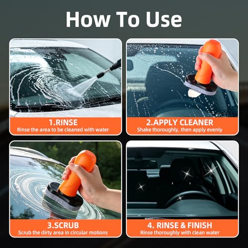 SINGARO Glass Oil Film Remover for Car, Removes Oil film Smudges Cleaning Brush for Windows, Windshield Clarity for Safe Driving, Car Accessories for Women and Man