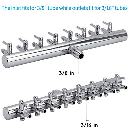 Pawfly 8-Way Aquarium Air Flow Control Lever Valve Chromium Copper Distributor Fish Tank Splitter Pump Accessories - color: 8-Way