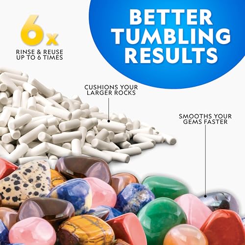 NATIONAL GEOGRAPHIC Ceramic Media for Rock Tumbling – 1.5 lb Ceramic Pellets, Tumbling Media for Rock Polisher, Use with Rock Tumbler Grit, Protects Rocks, Reusable, Rock Tumbling Supplies - style: Ceramic Filler