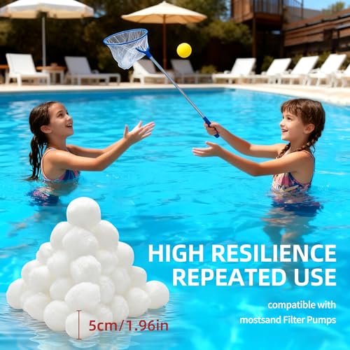 YUAN LIN 3.1 lbs Pool Filter Balls for Sand Filter, Reusable Pool Fiber Filter Balls, Pool Filter Media Balls for Swimming Pool Replace 100 lbs Filter Sand, Lasts for Several Seasons, White - color: White