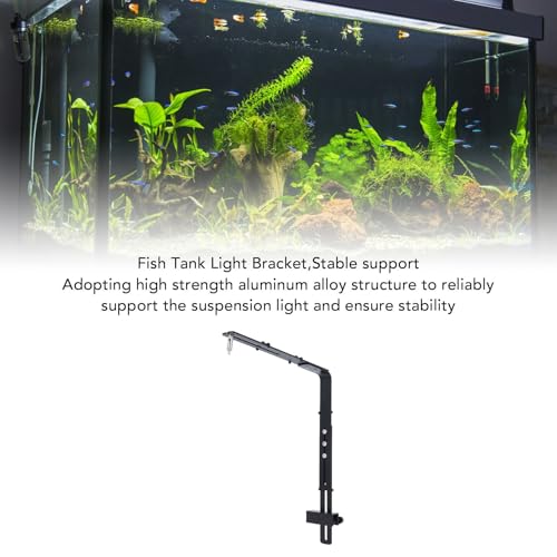 Aquarium Light Riser, Aquarium Light Bracket, Aluminum Alloy High Adjustable Aquarium Light Holder,Fish LED Aquarium Light Stand for Hanging Lamp (Black) - color: Black