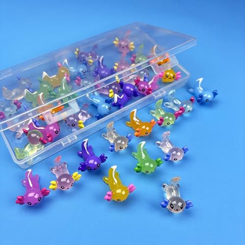 Mini Resin Axolotl to Hide 36 PCS Tiny Miniature Animal Figurines in Bulk Luminous Small Charm Ornament Glow in The Dark for Aquarium Garden Micro Landscape Potted - color: Axolotl