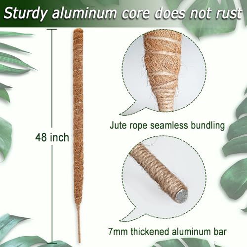 48 Inch Moss Pole, Bendable Moss Pole for Plants Monstera, Tall Moss Poles for Climbing Plants Indoor, Large Moss Pole Support, Garden Trellis Plant Stick Stakes for Potted Plants, Pothos - color: 48 Inch