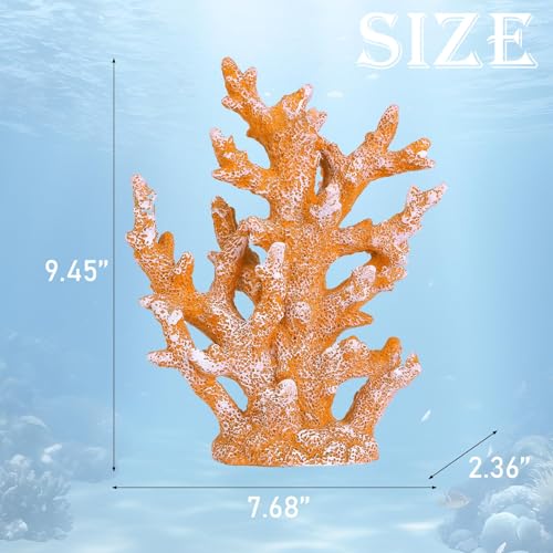 Artificial Coastal Dorm Fish Aquarium Coral Ornament Decor Realistic Aquatic Plant Marine Themed Gifts for Beach Coastal, Living Room, Bathroom- Yellow - color: Yellow