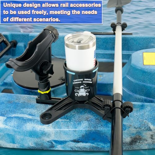 Huntury DoubleHeader Kayak Track Paddle Holder, Save Kayak Track Space, Kayak Paddle Clip, Kayak Track Mount Accessories, Kayak Oar/Fishing Net/Gaff Holder for Fishing, Kayak Fishing Accessories - color: Pack Of 1