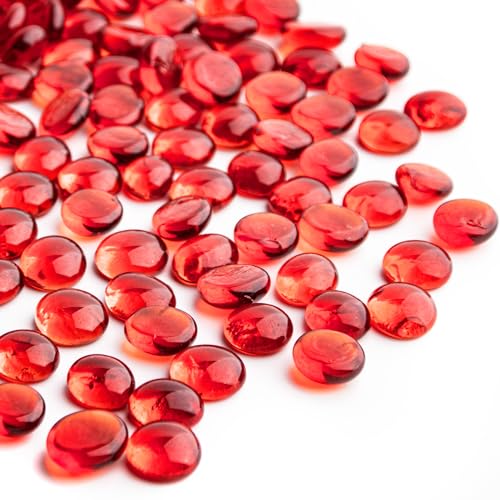 1 LB Red Glass Marbles, Mini Flat Glass Beads~150 PCS for Vase Fillers, Floral Bottom Mancala Gems Pebbles Fish Tank Rocks for Table Aquarium,Home Decor Art Craft Supplies(0.5"~0.7") - color: Red~1 Lb, size: 1 LB