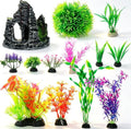 Toyvian Aquarium Decorations Set 13Pcs Realistic Aquarium Fake Plants and Rock Cave Hideouts Fish Tank Decor Kit for Bettas Goldfish Tropical Fish 4.44X4.25X2.16In