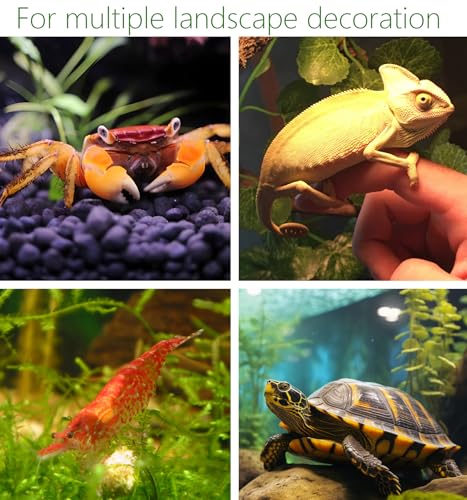 2Pack Aquarium Decor Rock Cave and Plastic Plant Betta Fish Tank Accessories for Fish Shrimp Turtle Crab Hiding Breeding Playing Ceramic Hideout Stone for Fish Bowl