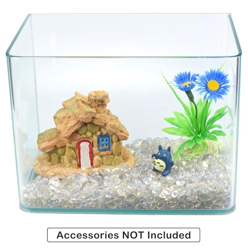 1Lb/460g Irregular Sea Glass Stones Artificial Crystal Gem Pebbles for Aquarium/Turtle Tank/Terrarium/Flowerpot/Vase Landscape Ornament Decoration, Hyun White - color: Hyun White