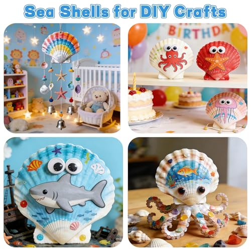 VMEECARL 20Pcs 4''-5'' Large Scallop Shells for Crafts,Natural White Sea Shells for Hand Painting, DIY Home Decor, Family Crafting Projects,Decoupage & Gift Ideas
