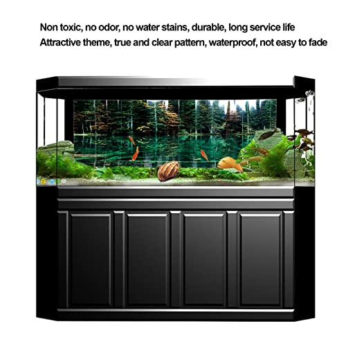 Fish Tank Background Decoration, 3D PVC Self Adhesive Wallpaper Sticker with Lake Reflection Pattern, Aquarium Background for Freshwater and Saltwater Tanks (91 * 50CM) - size: 91*50CM