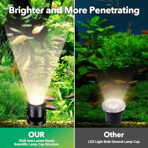POPOSOAP 3-in-1 Solar Pond Lights, Warm White Underwater Pond Lights, IP68 Waterproof LED Fountain Lights for for Pond, Fountain, Pool Waterfall Decoration Garden Patio (3 Lights)-P63H - size: 3 Warm White Lights-Solar Powered
