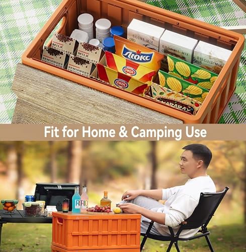 VIMI 50L Collapsible Storage Bins with Lids Stackable Utility Crates with Handles Plastic Large Folding Containers for Organizing Tools,Books,Food,Drinks,Camping&Transport(Muted Red-3 Packs) - color: Muted Red-3 Pack