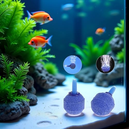 Blue Ball Shape Airstones, Air Bubble Increaser for Aquarium Fish Tank Oxygen Adjustable Stone Ball Air Pump Accessory Aquarium Pumps and Filters