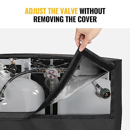 BougeRV Propane Tank Cover, Visible Valve, Fit Dual 30lb Tanks, Waterproof 600D Oxford Replacement Covers for Trailer/Camper, RV Parts Accessories (Black) - size: 30LB