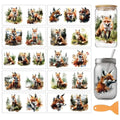 arricraft 10 Sheets Animals UV DTF Cup Wrap for 16OZ Glass, Fox Forest Rub on Decals PVC Transfer Stickers for DIY Cups Wood Funiture 24x11cm/9.4x4.3inch - style: Fox Forest Theme