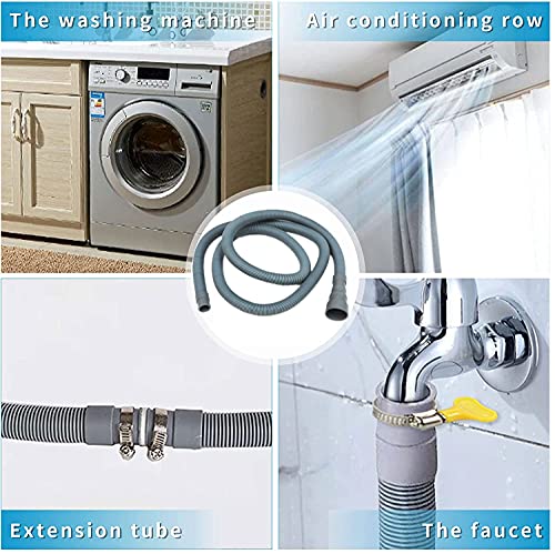 Elyfree 10ft Washing Machine Drain Hose, Universal Drain Hose Extension Kit for Washer, Dishwasher, Flexible Discharge Hose for LG/GE/Samsung, Fit up to 1-1/2 Inch Drain Outlets (10)