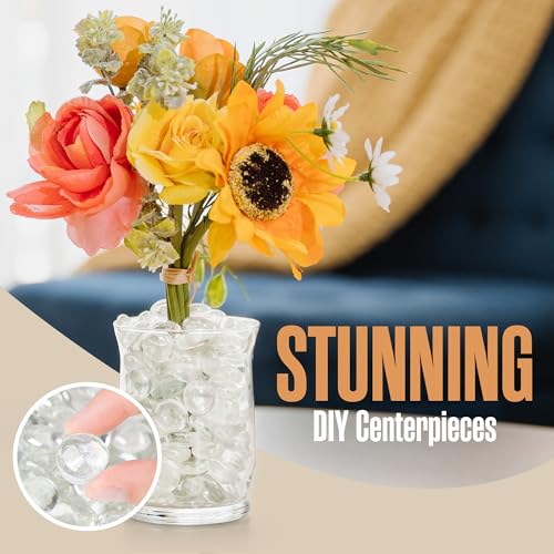 Houseables Glass Beads for Vases, Marbles for Vases, Glass Marbles, Vase Filler, Clear Beads, Flat Marble, Clear Gems, Crafts, Pebbles, Stones, Decorative Rocks, Plants, Florist, Floral, 10 LB, 1000PC - color: Clear, size: 10LBS