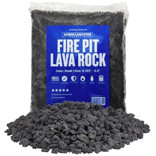 American Fireglass Small Lava Rock, 1/8" - 1/2" | Use in Fireplace, Fire Pit or Bowl | Outdoor & Indoor Volcanic Rock for Natural Gas or Propane Fires | Decorative Landscaping | 10 lb Bag - size: 1/4 Inch to 1/2 Inch Thick x 10 Pounds