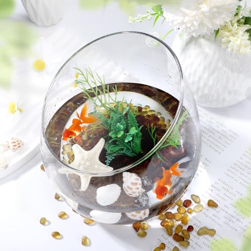 SUREAM Dark Amber Sea Glass, Aquarium Rocks for Fish Tank, Glass Beads for Vases, Small Rocks for Vase Filler Fish Turtle Tank Succulent Plants Decorations(0.8 LB) - color: Dark Amber
