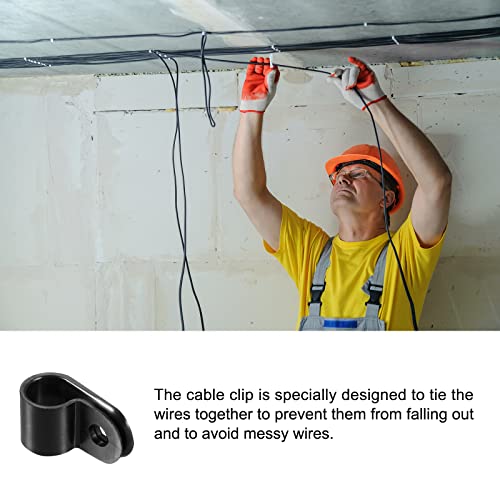 R-type Cable Clips Wire Management Clamp, [for Keeping Wire Neat ] - Nylon / 0.37-inch/Black / 30 Pcs - size: 0.37-inch