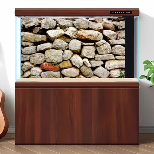Stone Aquarium Background Natural Rock Fish Tank Background Rocky Glass Terrarium Background Stone Wall with Sunray Aquarium Background Stone Rock Reptile Habitat Background Poster 36x18in - color: Rock Gray, size: 36(W)x18(H)inches/ 90(W)*45cm(H)