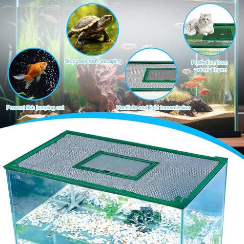 Fish Tank Lid Magnetic Aquarium Net Cover with Feeding Window 5-50 Gallon Aquarium Lid Anti-Jumping Net for Fish 11.8 FT DIY Magnetic Aquarium Cover,Green (Green)