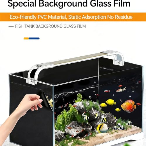 Black Aquarium Background Sticker, electrostatic adsorption Type—no Glue Required, Leaves no Residue, Easy to Install, and Reusable. Fish Tank Poster Decoration (79 x 23.6 inches) - size: 79 x 23.6 inches
