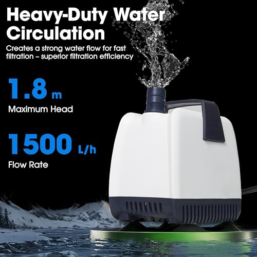 Aquarium Water Pump for Fish Tank Water Change, Small Submersible Aquarium Pump 25W Mini Water Pump for Aquariums, Quiet Fish Tank Pump Drain & Sump by MCDrumfilter