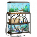 HavenlyYouth 20-29 Gallon Aquarium Stand with Power Outlet, 3 Tier Heavy Duty Metal Fish Tank Stand with Storage Shelf, Fish Tank Table for Home Office, 31.5" L x 15.7" W x 31.2" H, Rustic Brown - size: 20-29 Gallon