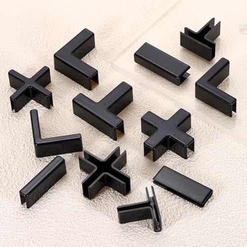 uxcell 12Pcs Plastic Glass Connector, Suitable for 3mm Thick l Shaped Glass to Glass Clamp, Fixing Bracket Rimless Clip Holder for Aquarium Fish Tank Display Shelves, Black - color: Black, size: 3mm