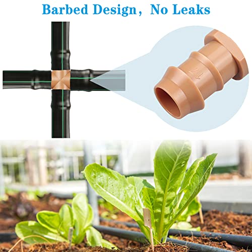 14 Pcs Drip Irrigation Cross Fittings 1/2 Inch, Drip Line Parts Four Way Connectors for 1/2" Irrigation Tubing, Barbed 4 Way Coupling Tee Irrigation System Replacement for Sprinkler Systems - color: 14P Cross