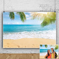 Leowefowa 10x8ft Sea Beach Backdrop Seaside Sand Beach Sea Wave Tropical Palm Leaf Photography Backdrops for Photo Shoots Holiday Party Adult Personal Portrait Photo Background Studio Props - size: 10x8ft