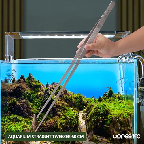 VORESTIC Straight Aquarium Tweezers 23.6 Inch, Stainless Steel Long Tweezers for Fish Tank Planting, Aquascaping, Aquarium Plant Care, Terrarium Tool and Long Fish Tank Planting Tongs - color: Straight