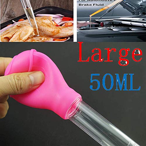 Pmsanzay 50ml Large Capacity Plastic Dripless Turkey Baster，Clear Plastic Transfer Liquid Dropper Pasteur Pipettes for Aquarium Fish Tank Pipette Food Essential Oils Hydroponic Liquid Pipettes Drop